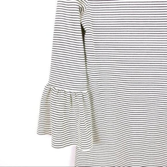 J. Crew | Women's White & Black Stripe Bell Sleeve Shift Dress Size XS - Picture 2 of 4
